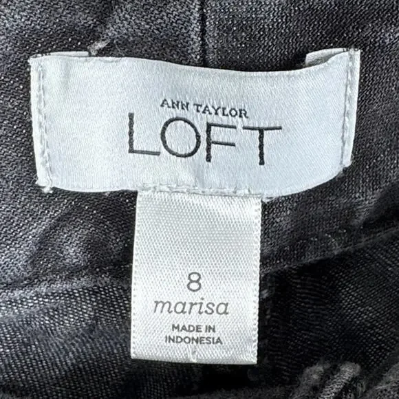 LOFT Marisa Mid-Rise Flare Jeans Dark Gray Double Button Stretch Denim Size 8 - Picture 6 of 8